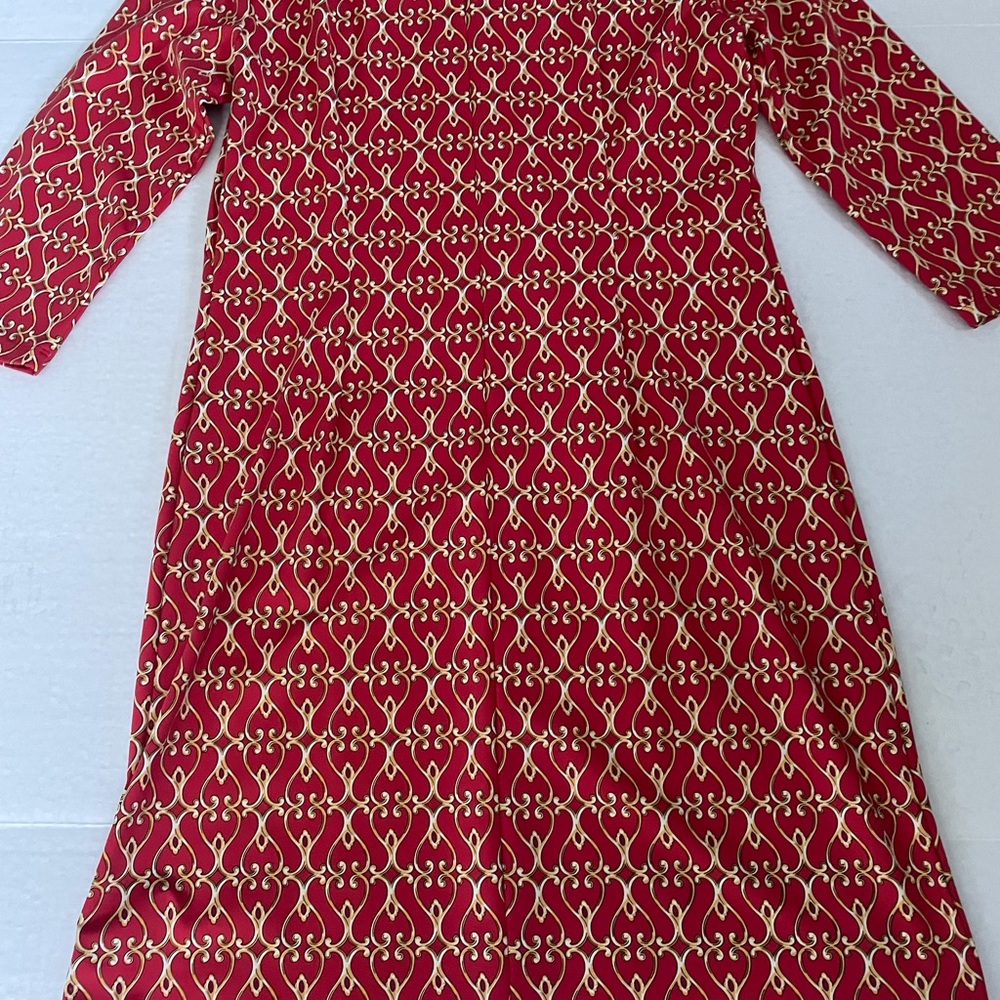 J. McLaughlin Red and Gold Long Sleeve Dress